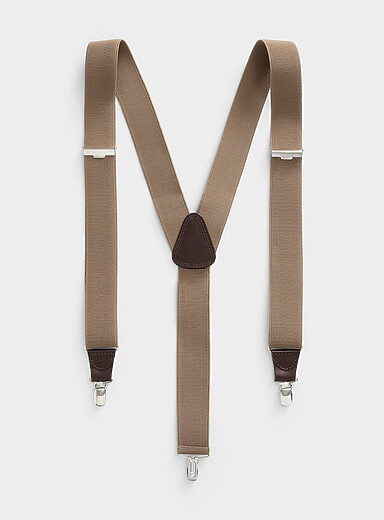 Profuomo Taupe Plain suspenders for men