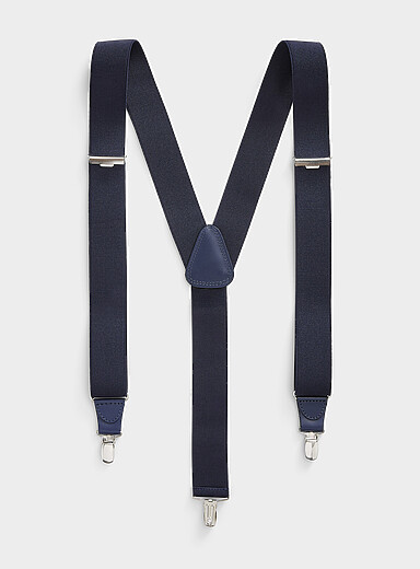 Profuomo Navy/Midnight Blue Plain suspenders for men