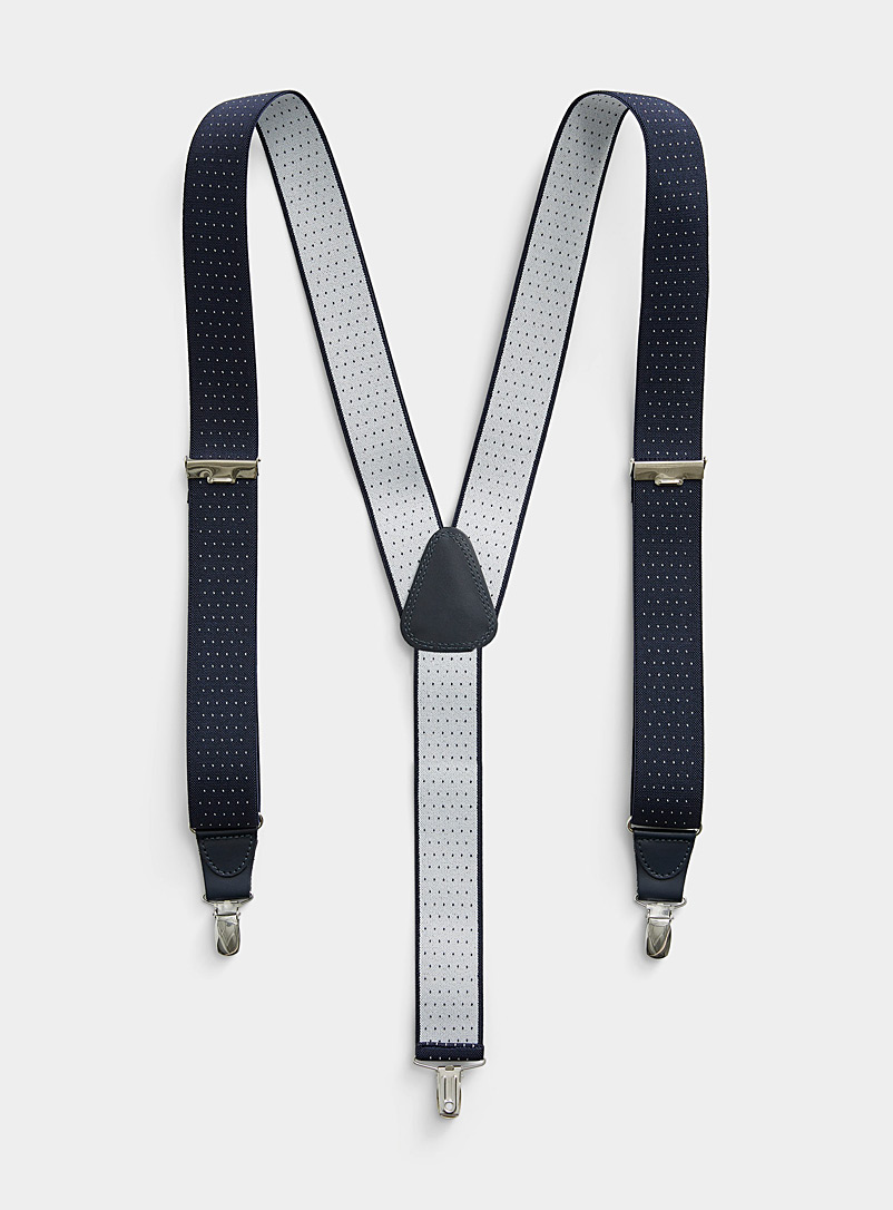 Profuomo Navy/Midnight Blue Micro-dotted suspenders for men