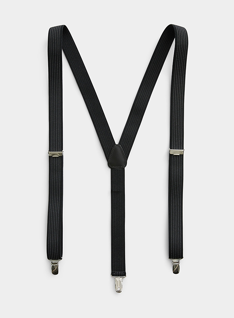 Profuomo Black Thin-stripe suspenders for men
