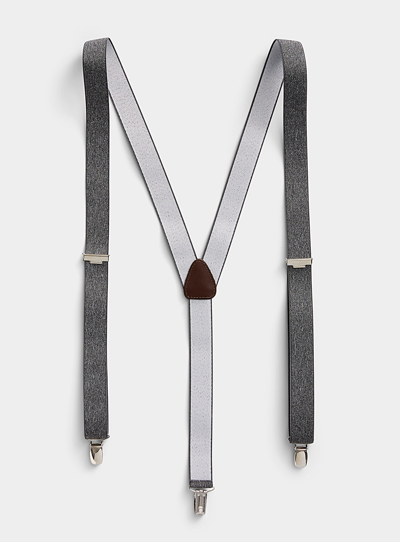 Profuomo Heather Grey Solid thin suspenders for men