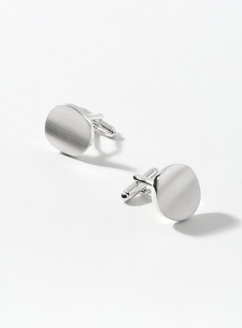 Profuomo: Les boutons de manchette ronds m&eacute;tal bross&eacute; Jaune dor&eacute; pour homme