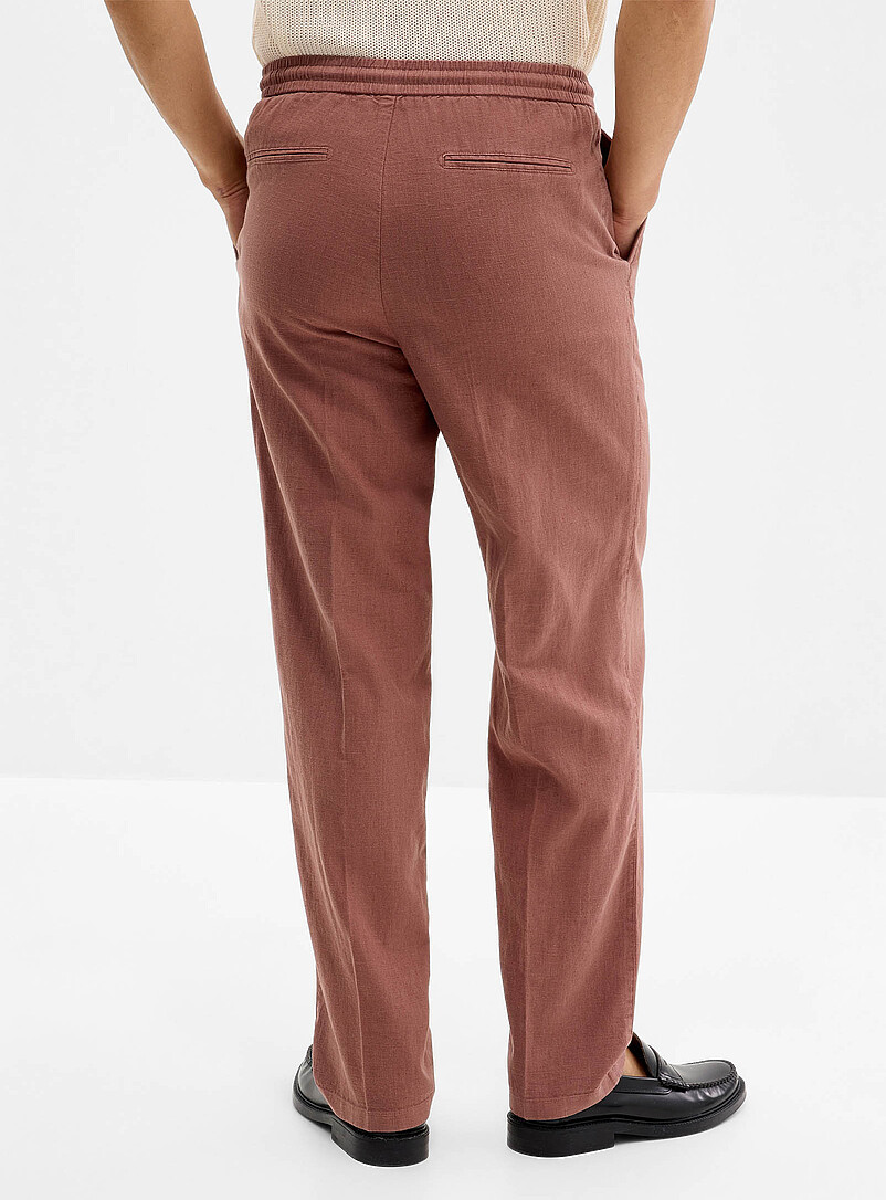 Profuomo Light Brown Dusty pink cotton-linen pant for men