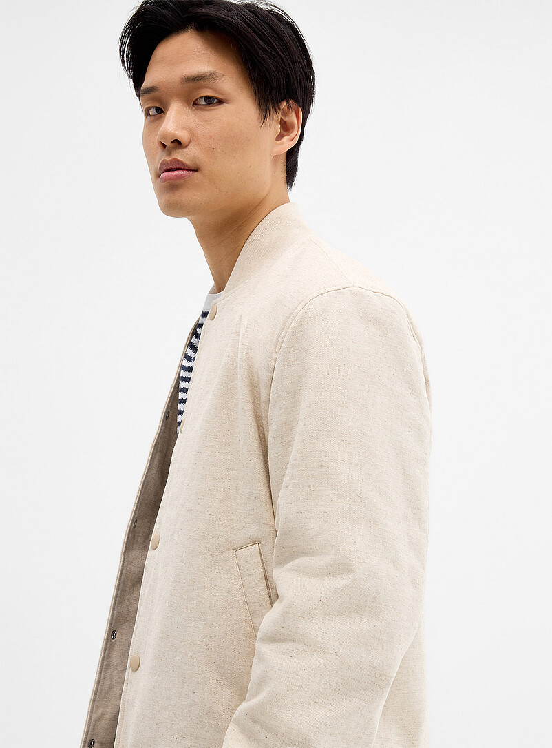 Profuomo Light Brown Natural heathered weft bomber jacket for men