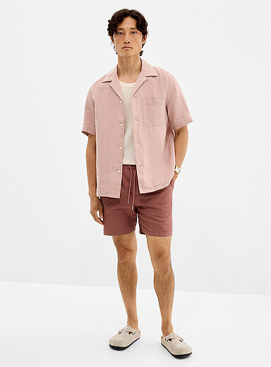 Le short coton et lin rose antique