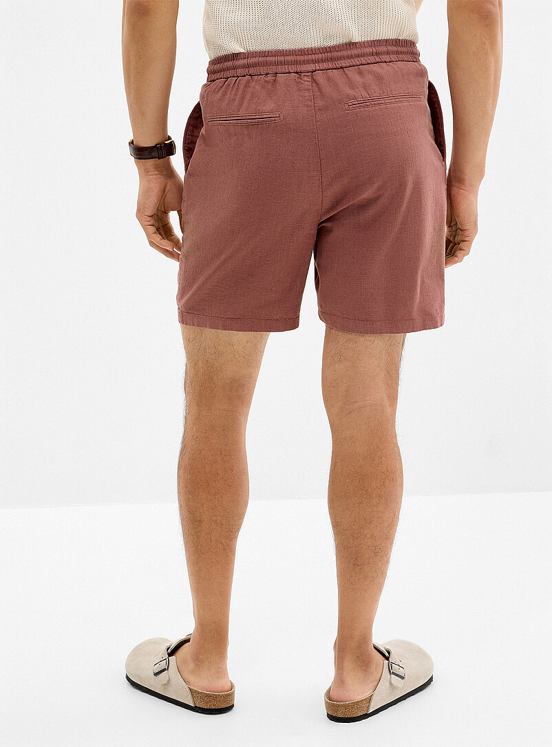 Profuomo Light Brown Dusty pink cotton-linen short for men