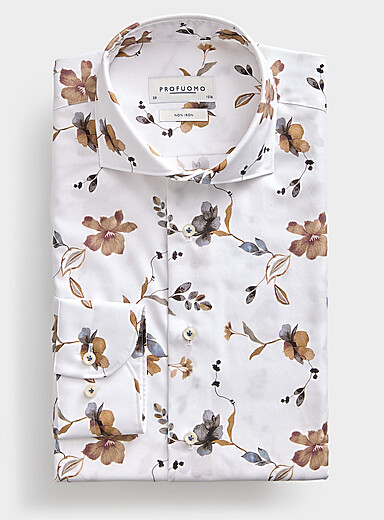 Wrinkle-free floral shirt <b>Slim fit</b>
