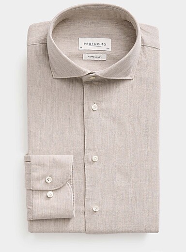 La chemise coton et lin grise <b>Coupe ajust&eacute;e</b>