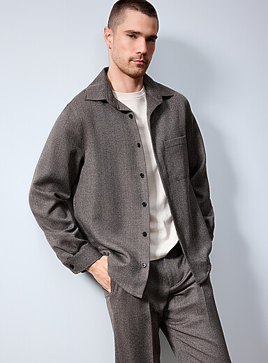 Heathered espresso overshirt