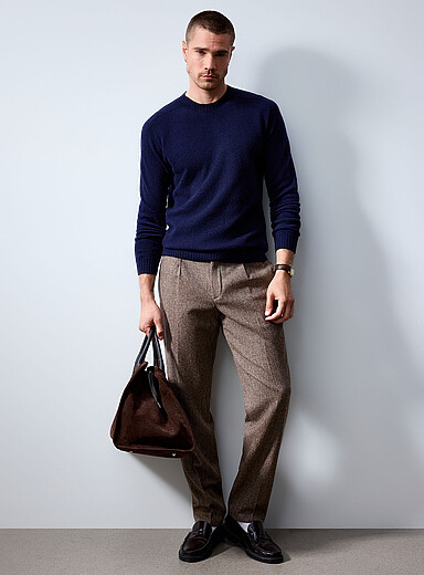 Profuomo: Le pantalon ambr&eacute; faux uni <b>Coupe fusel&eacute;e</b> Brun pour homme