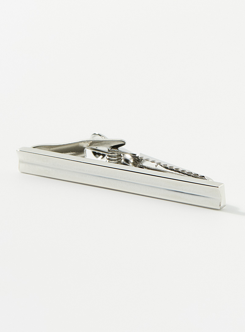 Profuomo Silver Beveled silver tie clip for men
