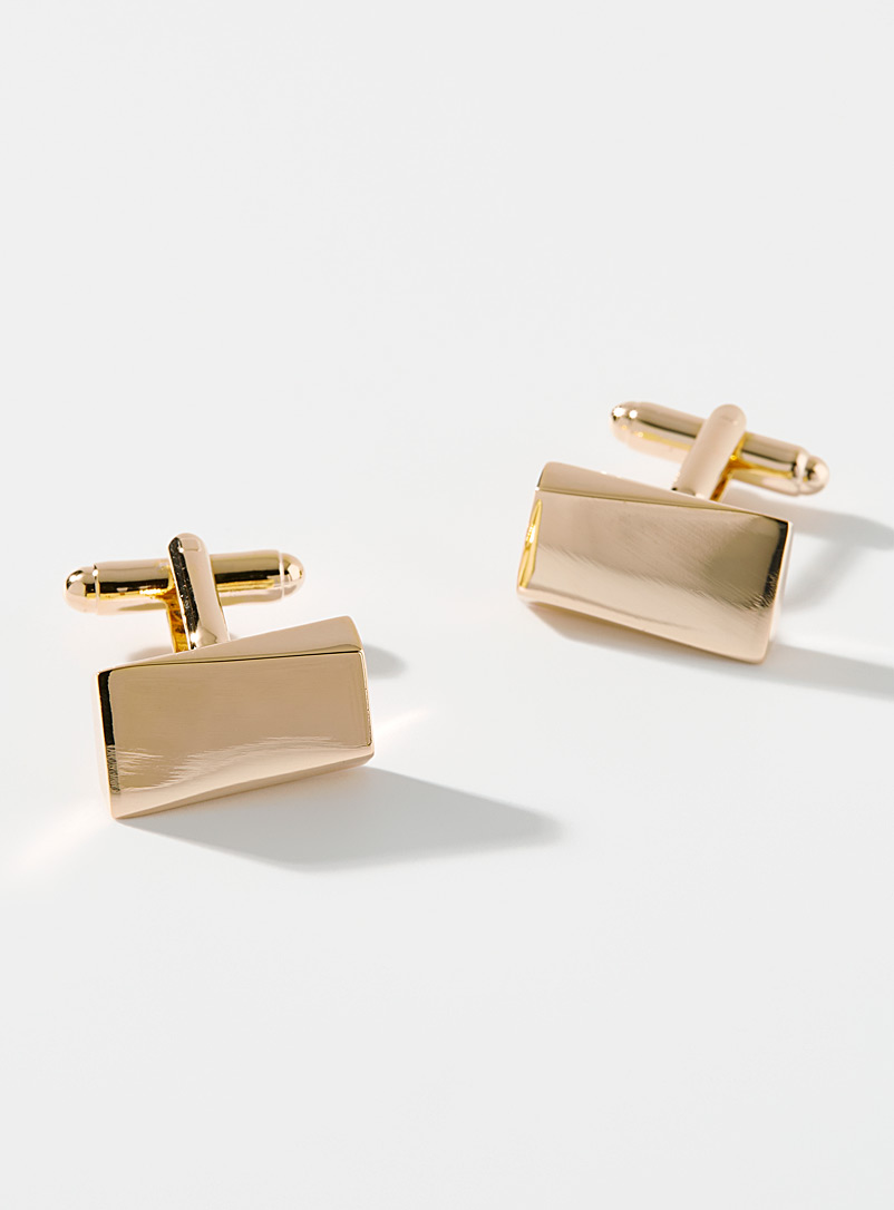 Profuomo: Les boutons de manchette g&eacute;om&eacute;triques Jaune dor&eacute; pour homme