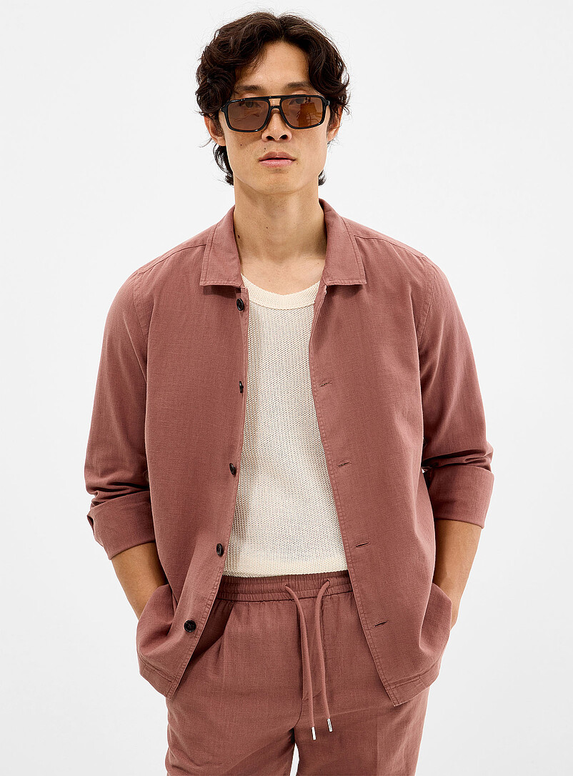 Dusty Pink Cotton And Linen Overshirt