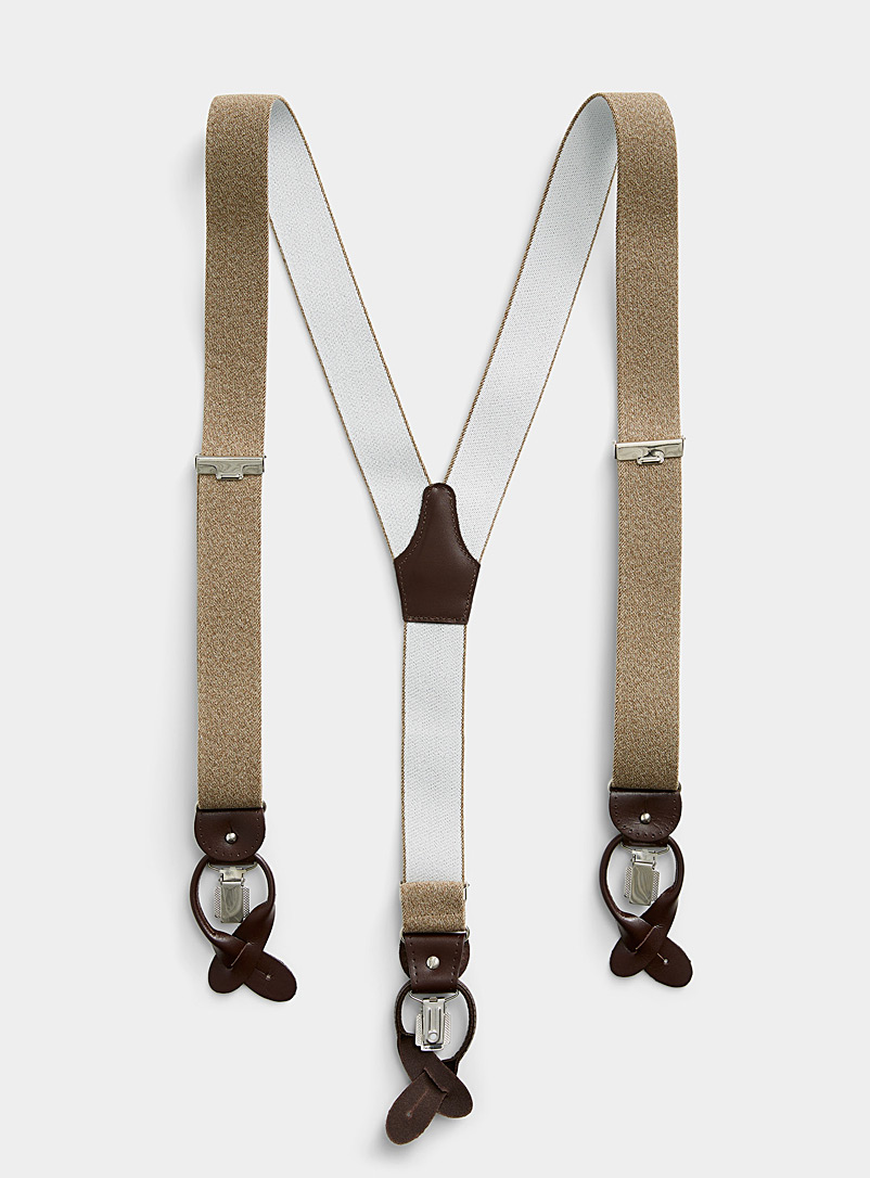 Leather-detail beige suspenders product image (primary)