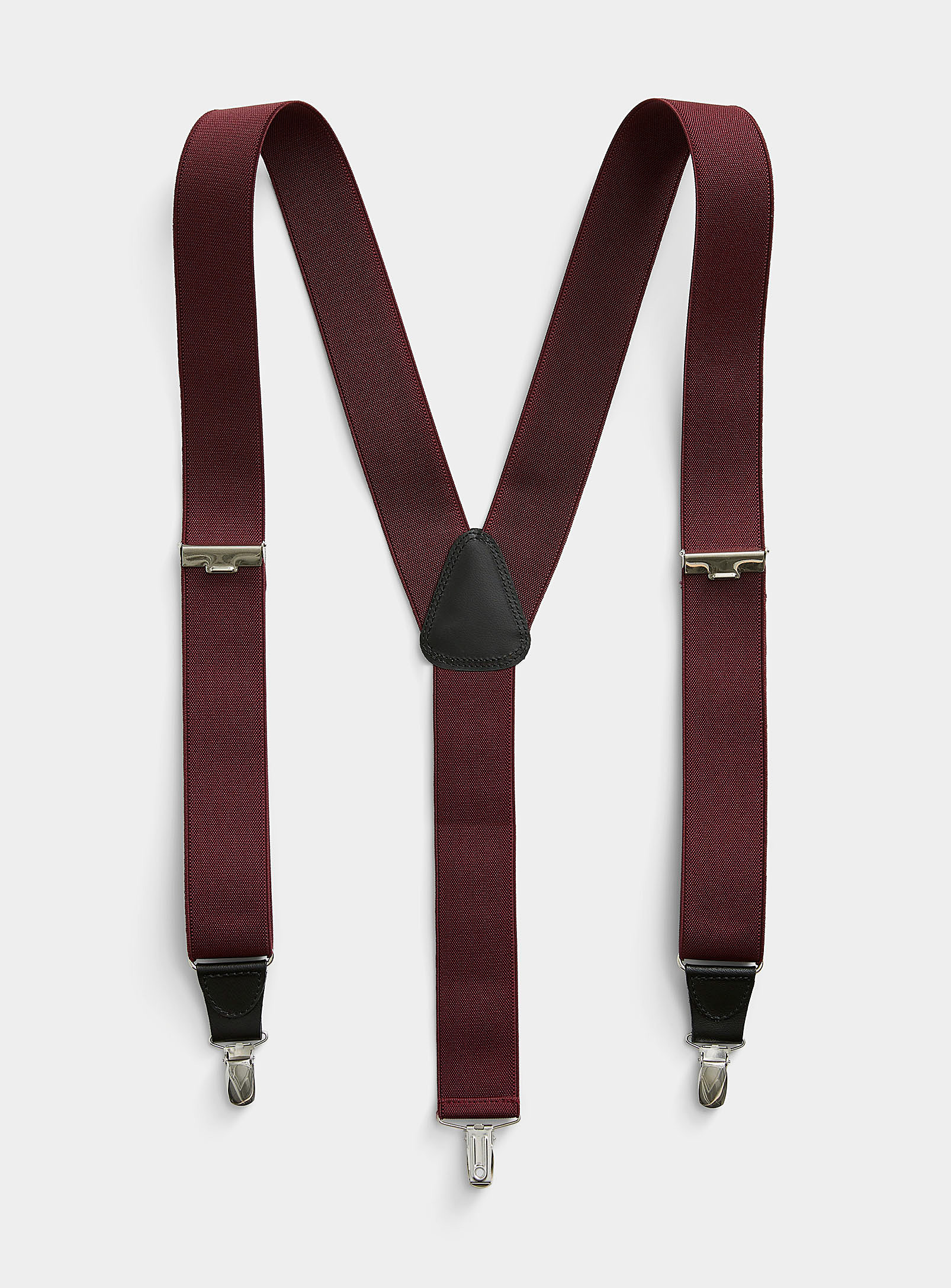 Profuomo Solid Suspenders In Burgundy