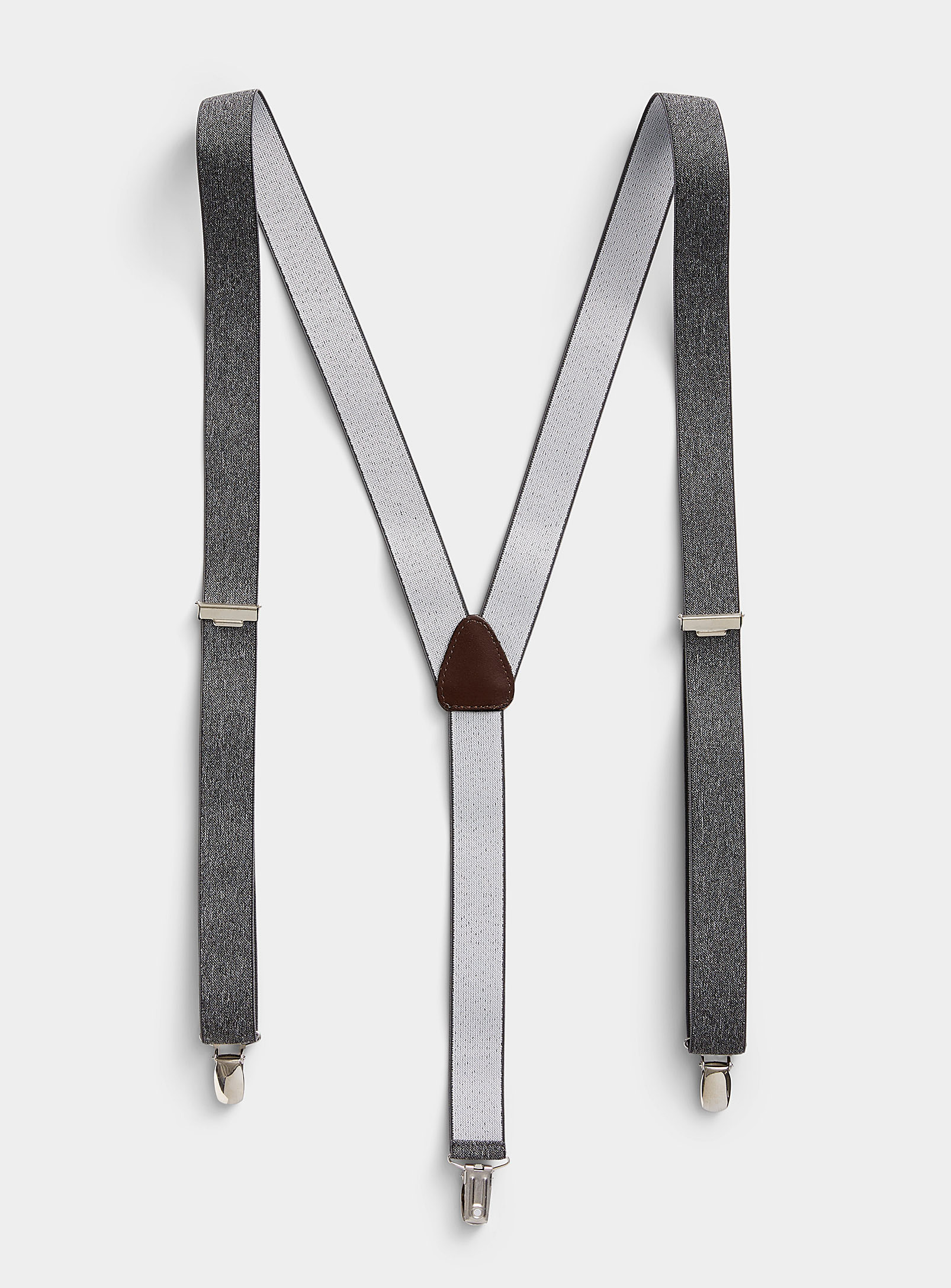 Profuomo Solid Thin Suspenders In Patterned Grey