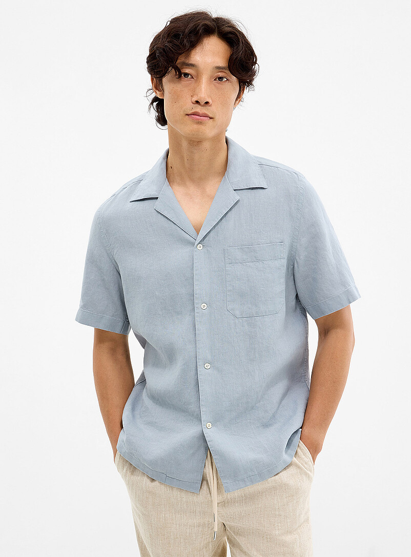 100% linen pastel camp shirt product image (primary)