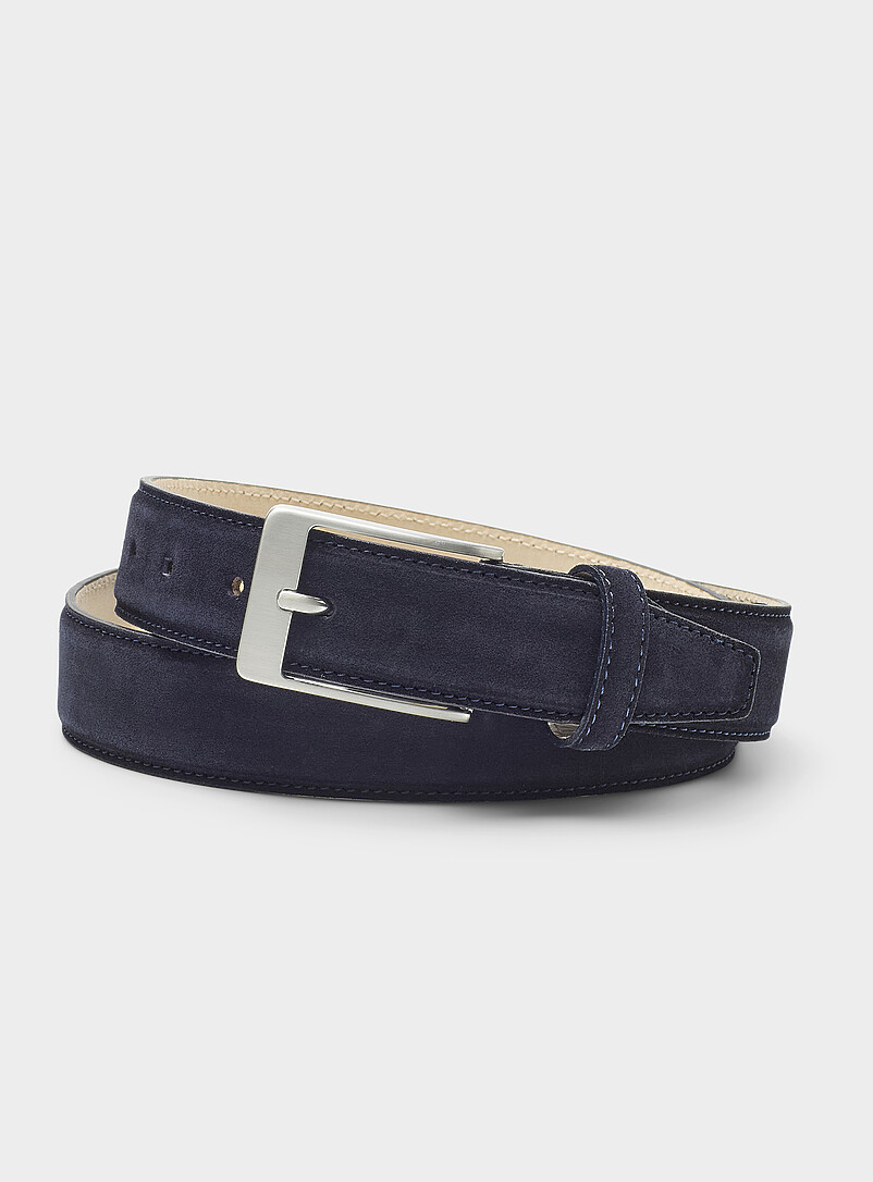 Navy-blue suede belt product image (primary)