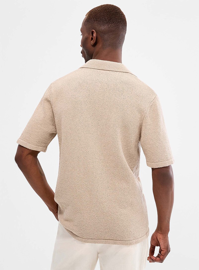 Slub knit open-collar cardigan product image 3