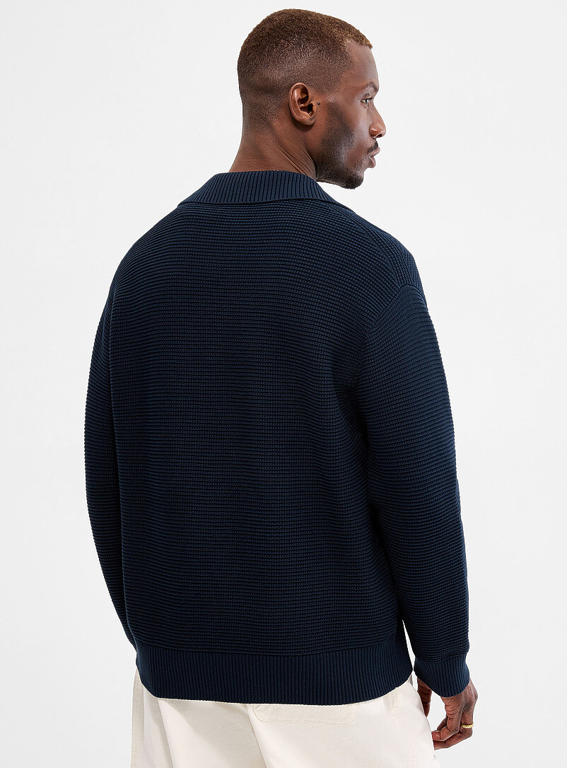 Textured knit Johnny-collar sweater product image 3