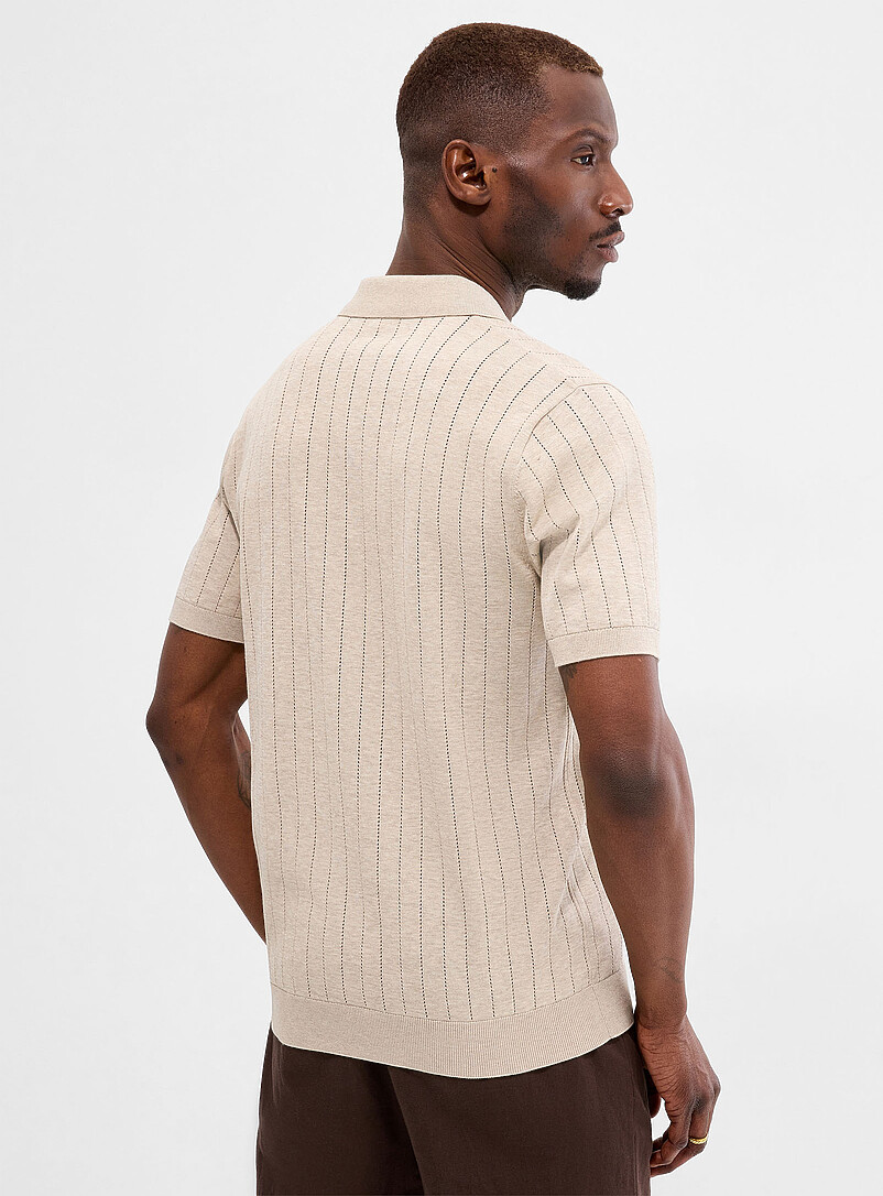 Openwork striped zipped polo product image 3