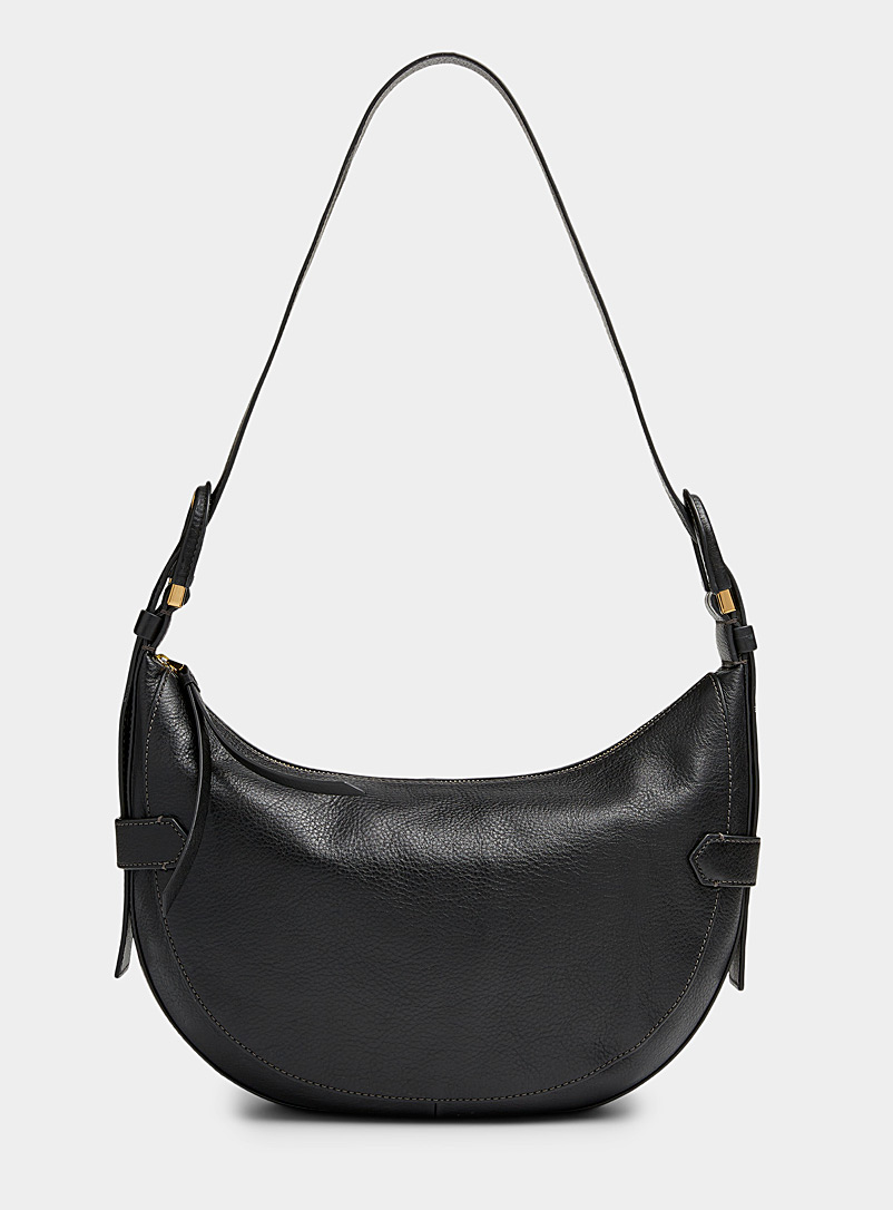 Fossil Black Harwell leather saddle bag for women