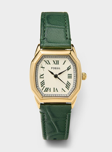 Harlow green croc leather watch