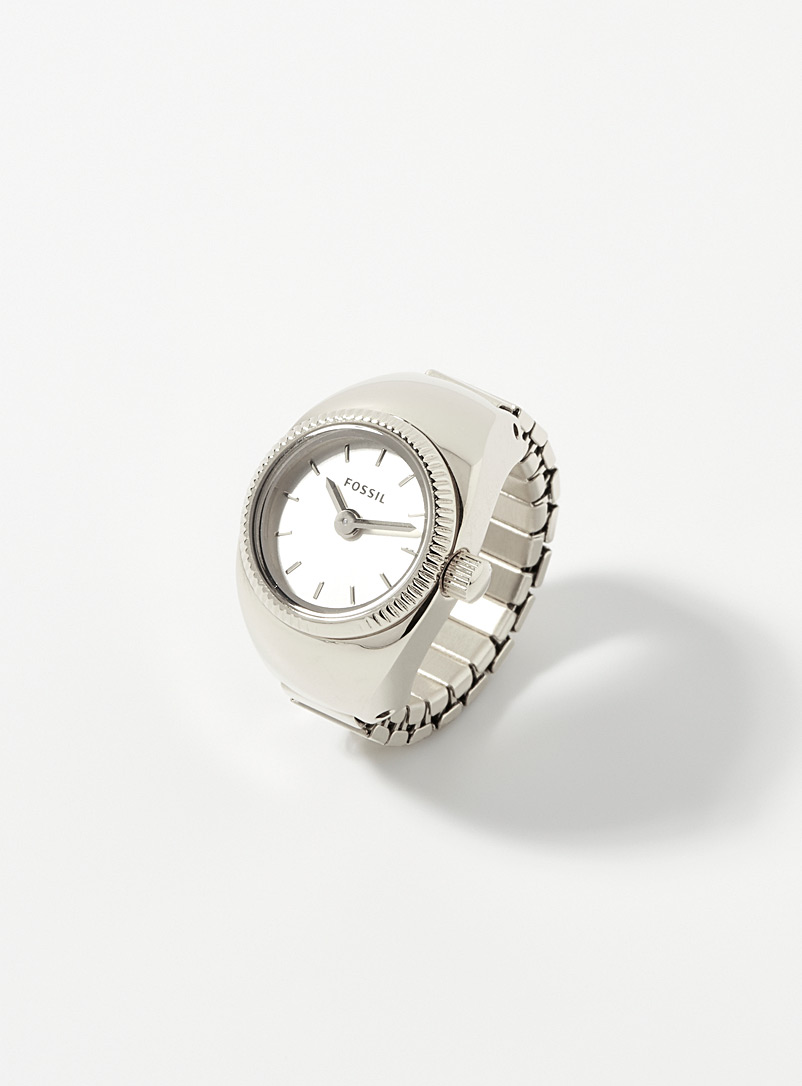 Fossil Silver Silver watch ring for women