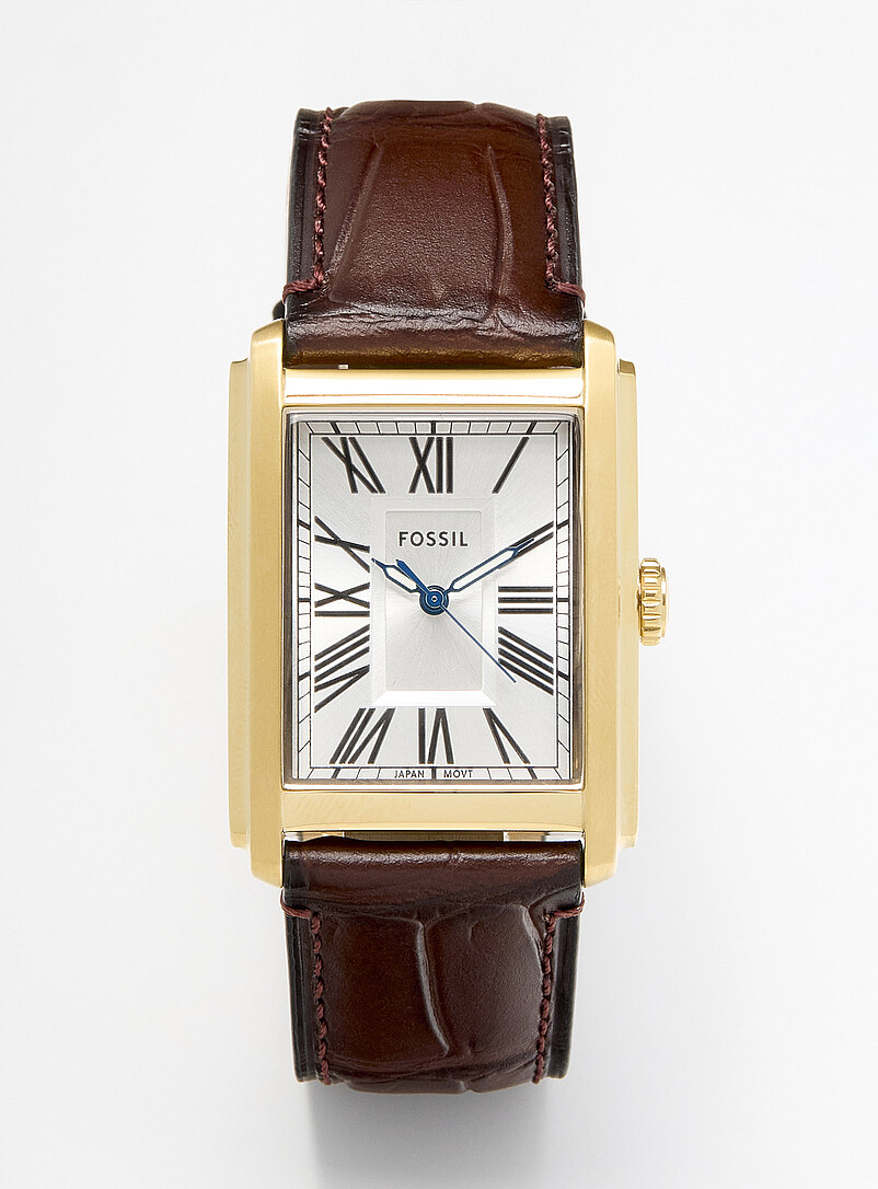 Fossil Gold Carraway timeless leather watch for men