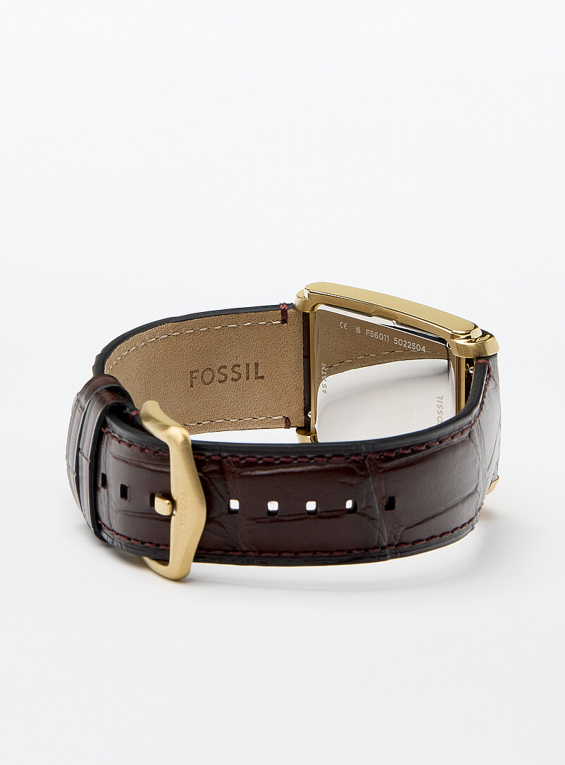 Fossil Gold Carraway timeless leather watch for men