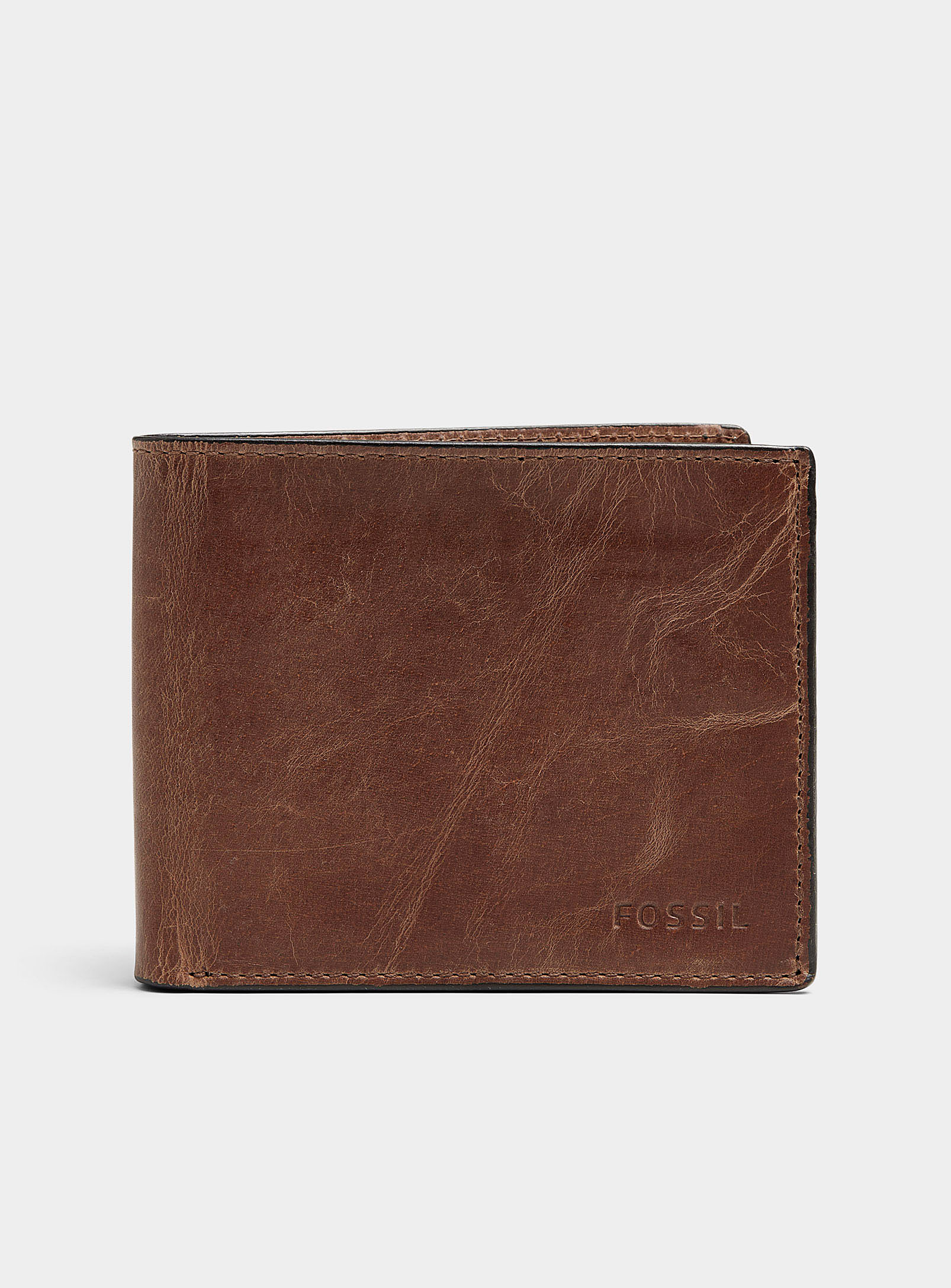 Fossil - Derrick leather wallet (Men, Brown, ONE SIZE)