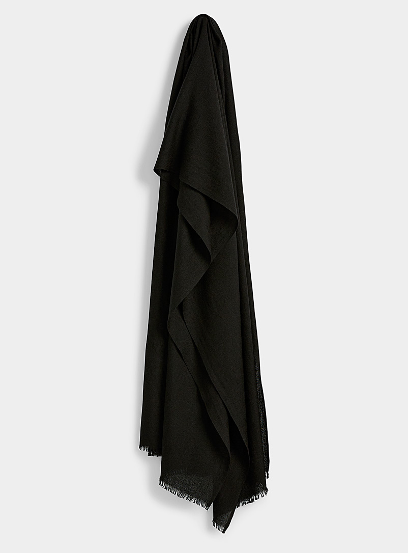 Simons Black Colourful fine cashmere scarf for women