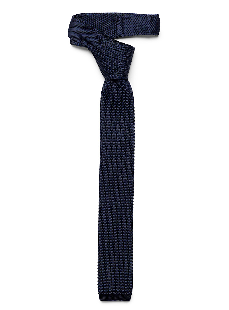 Le 31 Navy/Midnight Blue Solid knit tie for men