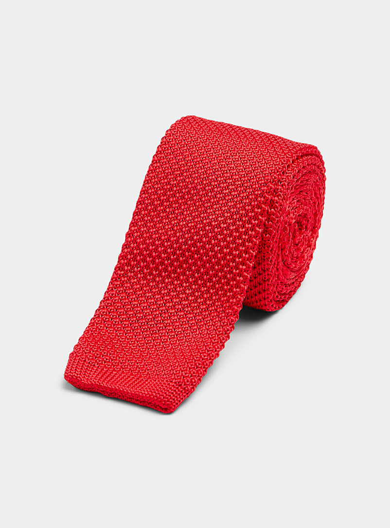 Le 31 Ruby Red Solid knit tie for men