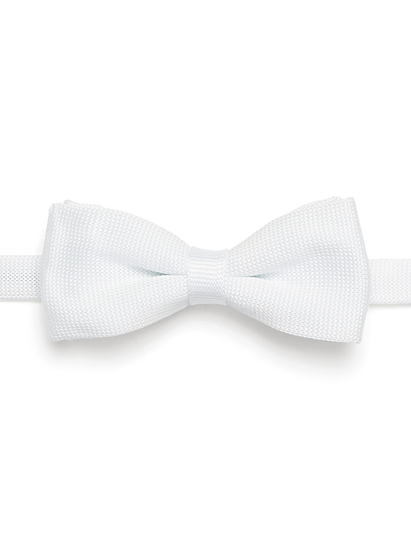 Le 31 White Satiny knit bow tie for men