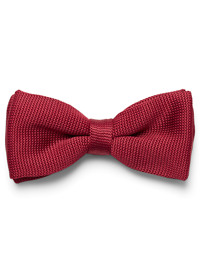 Le 31: Le noeud papillon tricot satiné Rouge foncé-vin-rubis pour homme