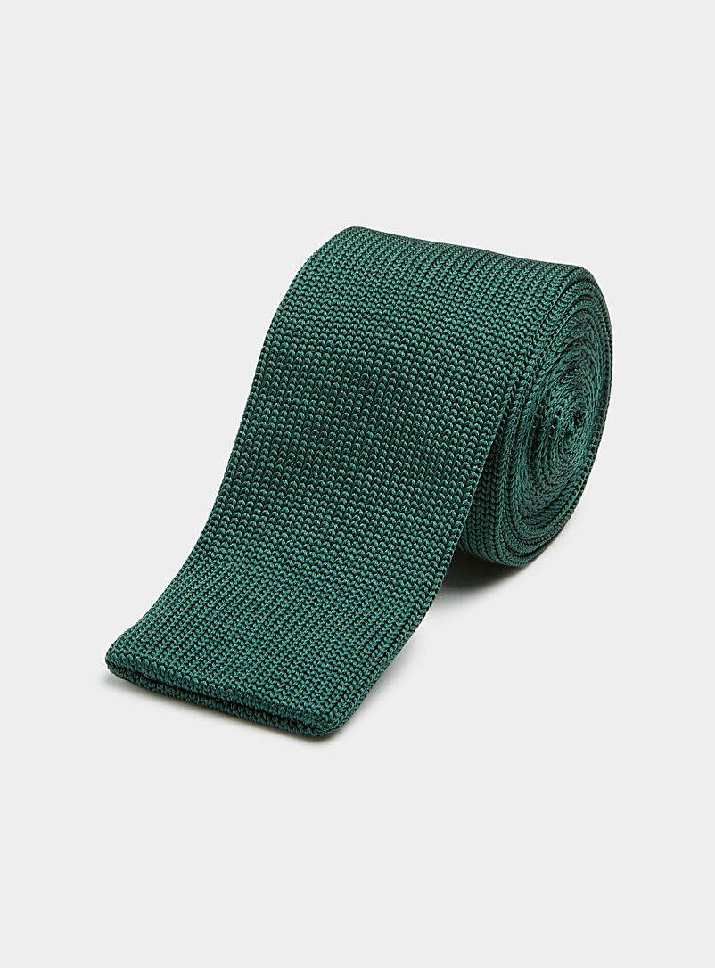 Le 31 Green Satiny knit tie for men