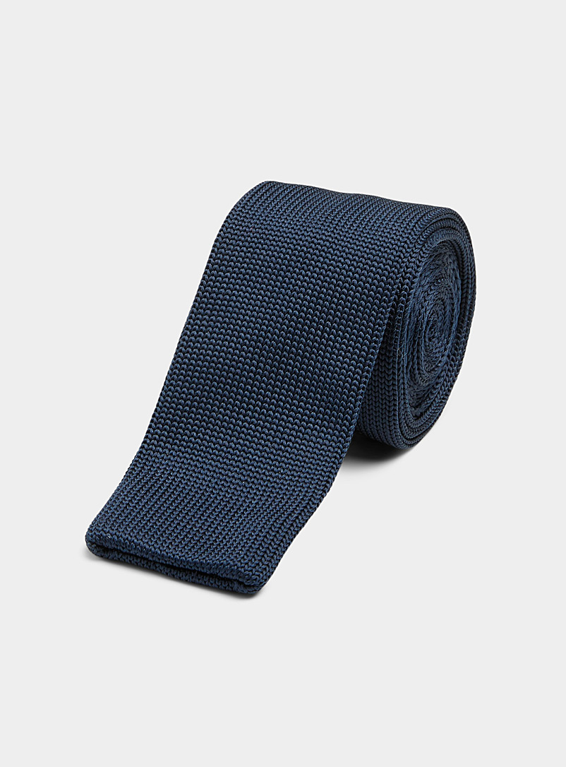 Le 31 Navy/Midnight Blue Satiny knit tie for men