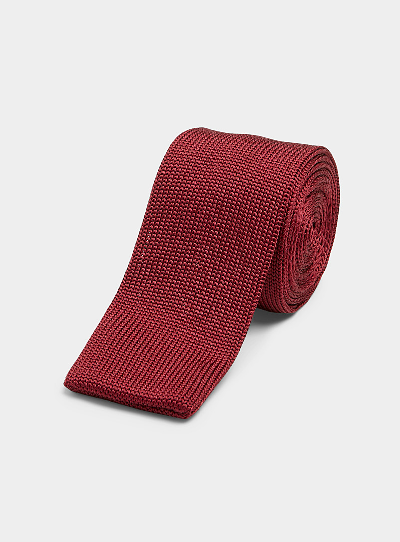 Le 31: La cravate tricot satiné Rouge foncé-vin-rubis pour homme