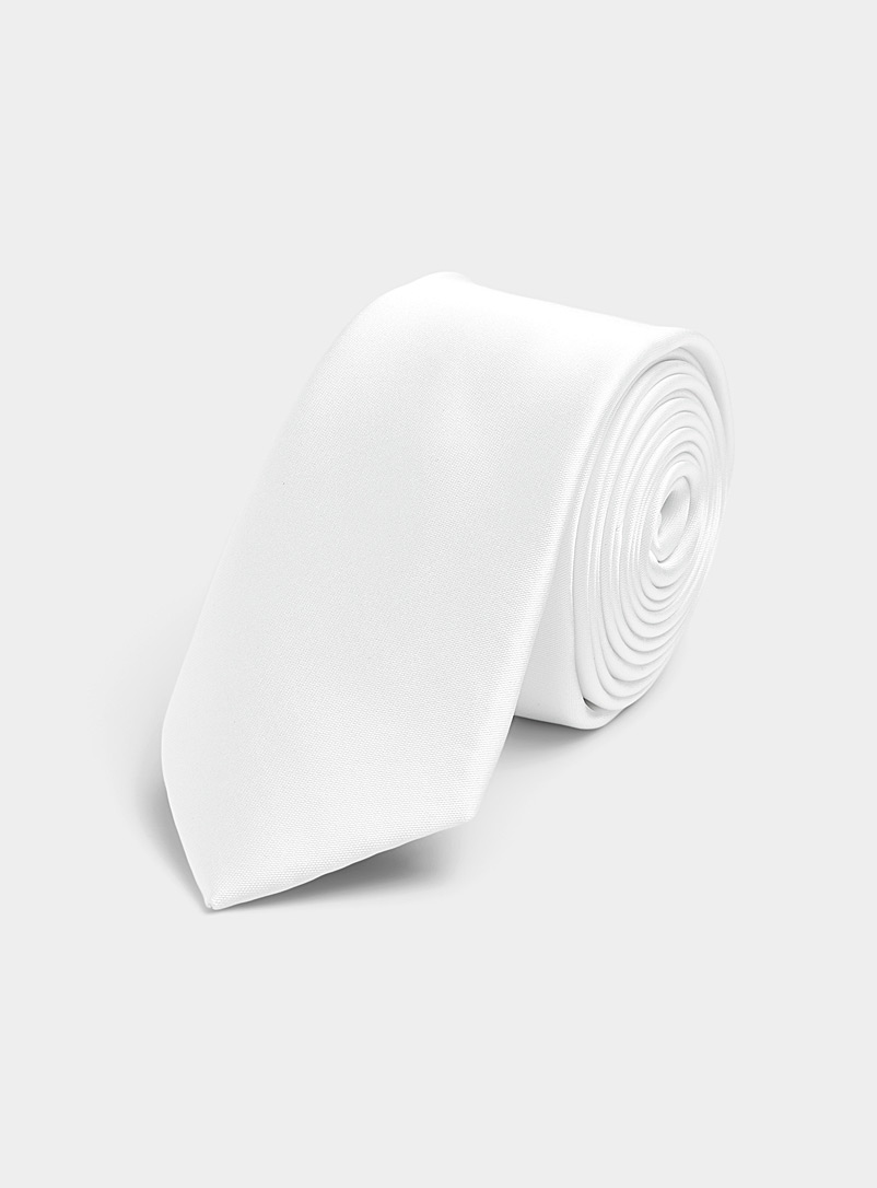 Le 31 White Coloured satiny tie for men