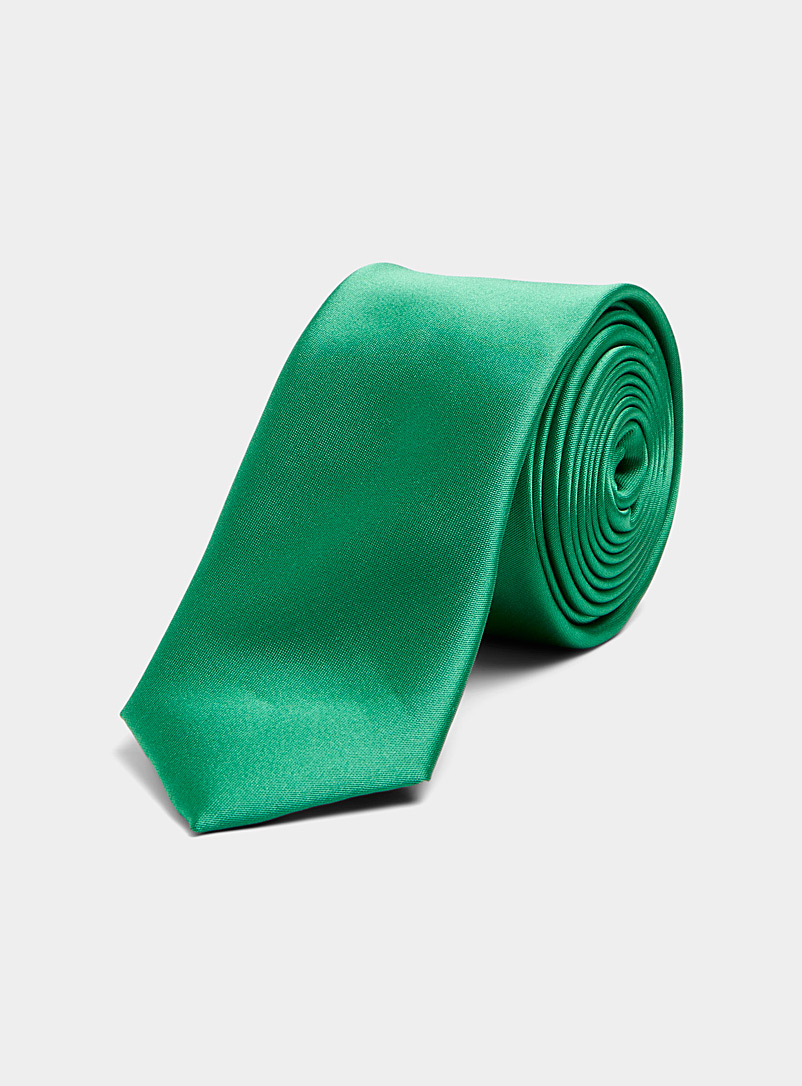 Le 31 Green Coloured satiny tie for men
