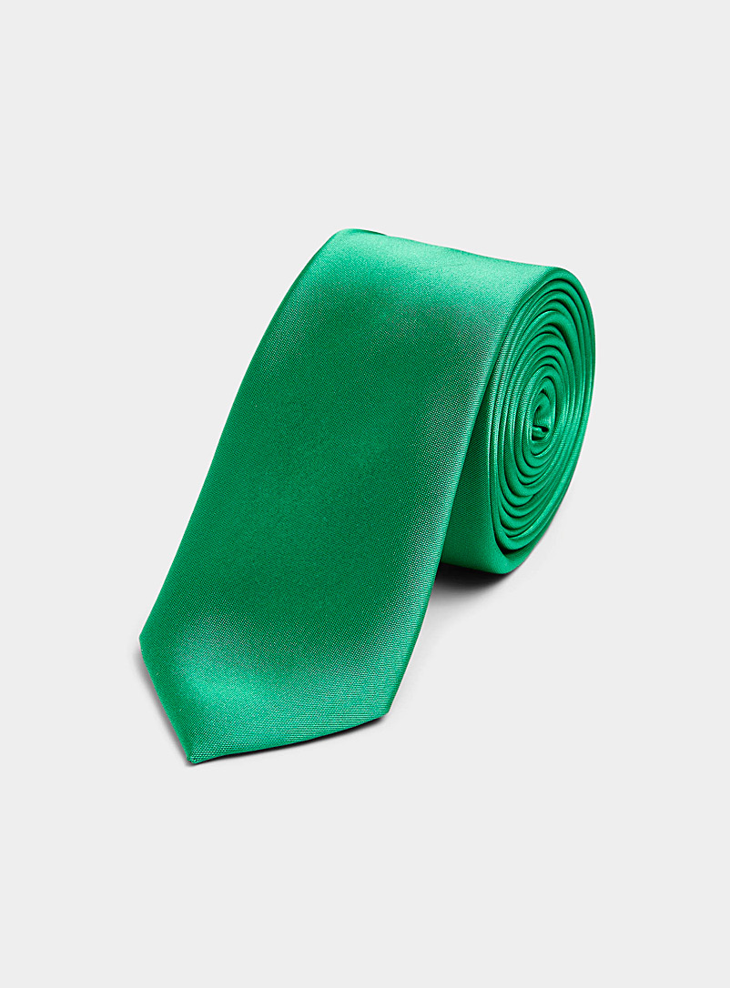 Le 31: La cravate satinée colorée Vert vif-irlandais-émerau pour homme