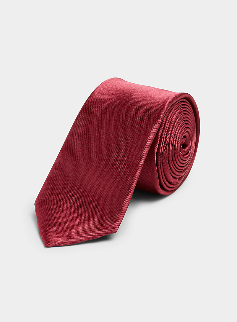 Le 31: La cravate satinée colorée Rouge foncé-vin-rubis pour homme