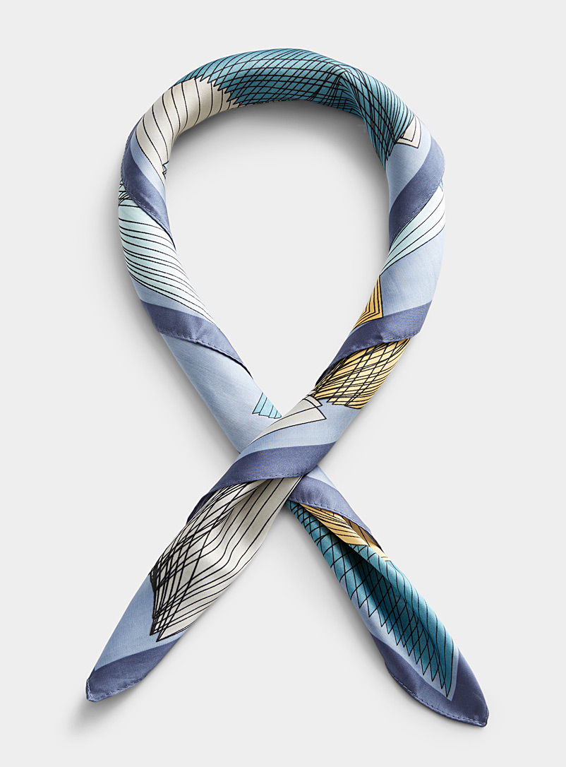 Simons: Le foulard géométrie variable Bleu à motifs pour femme