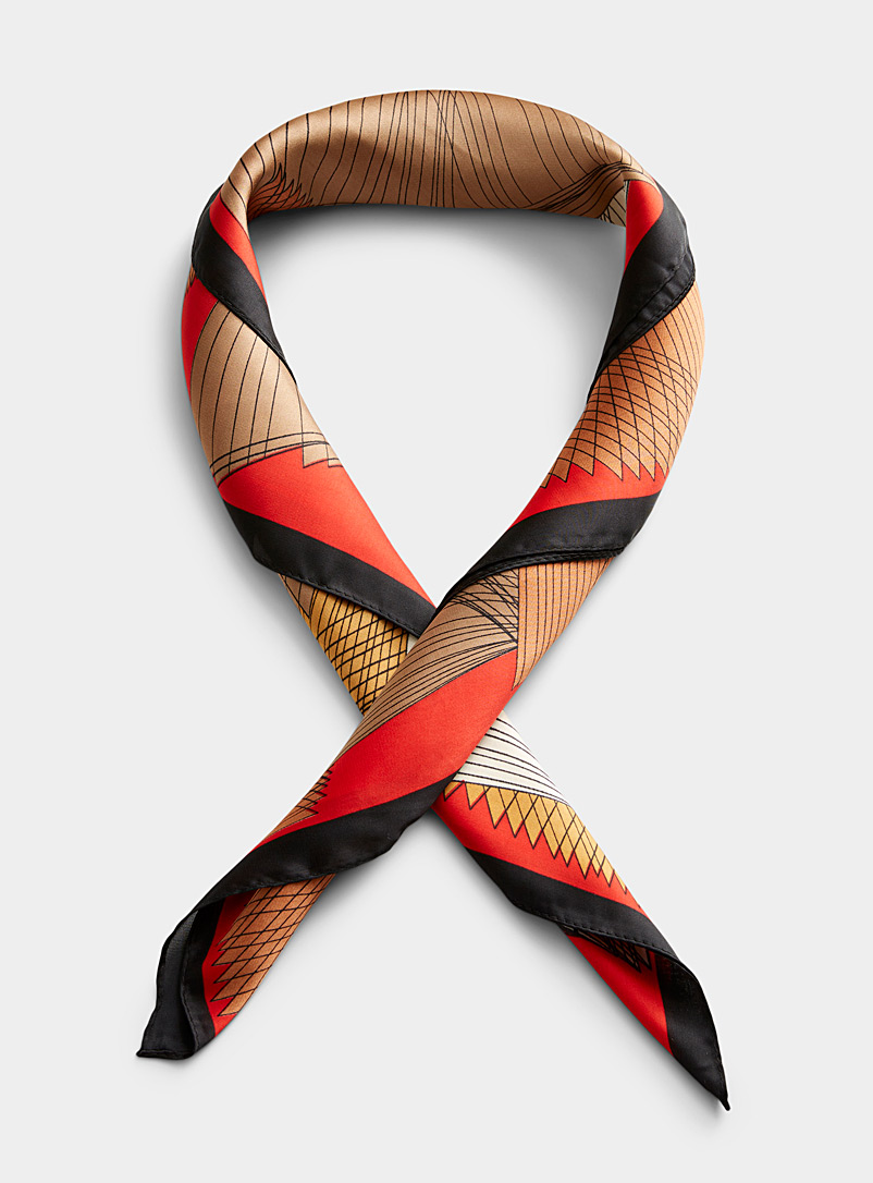 Simons: Le foulard géométrie variable Rouge à motifs pour femme