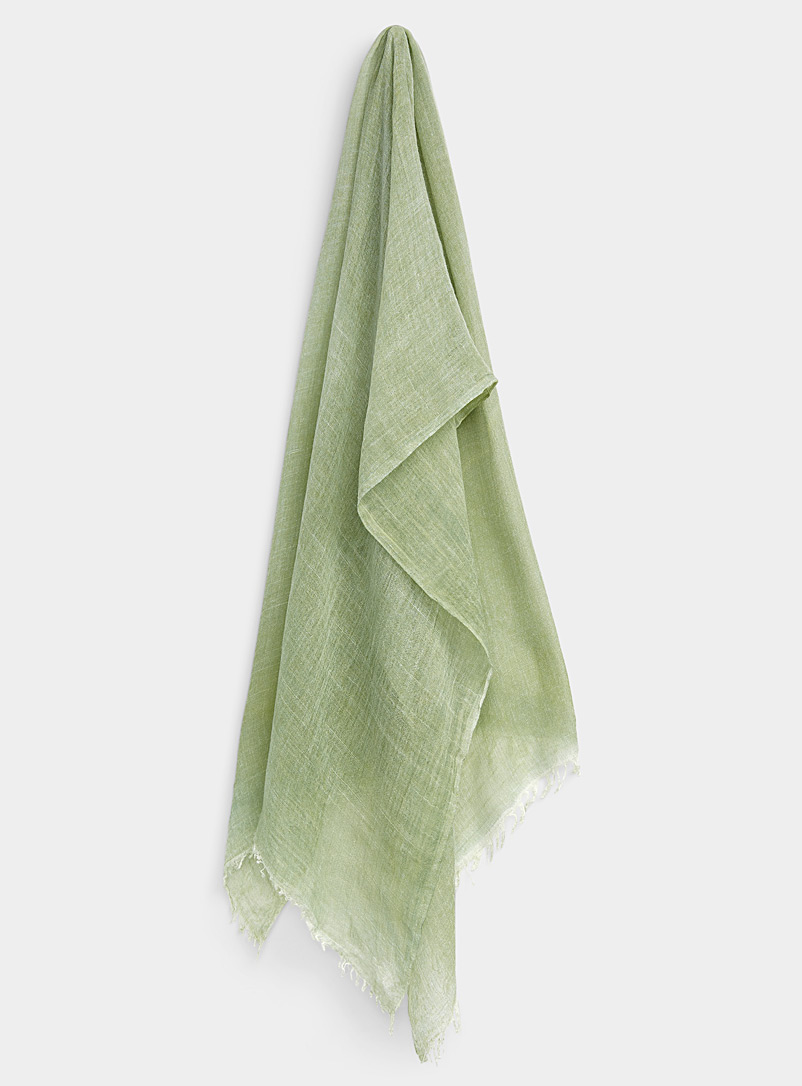 Simons Lime Green Linen-like solid scarf for women