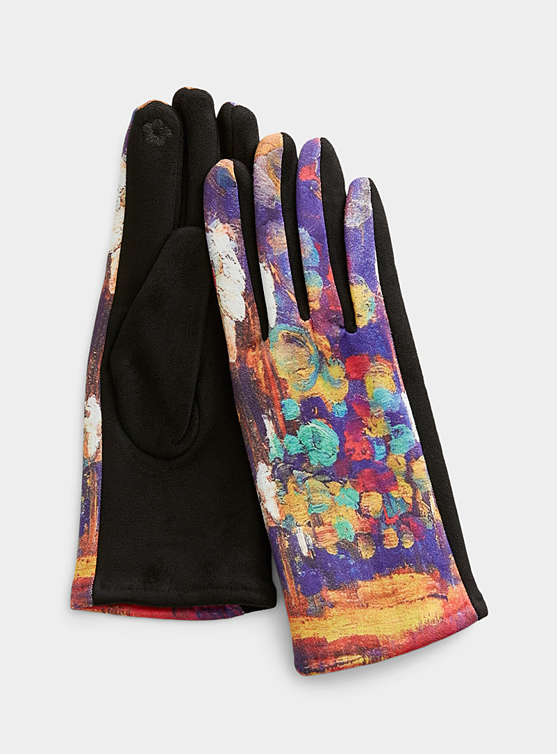 Simons Patterned Crimson Artwork gloves for women