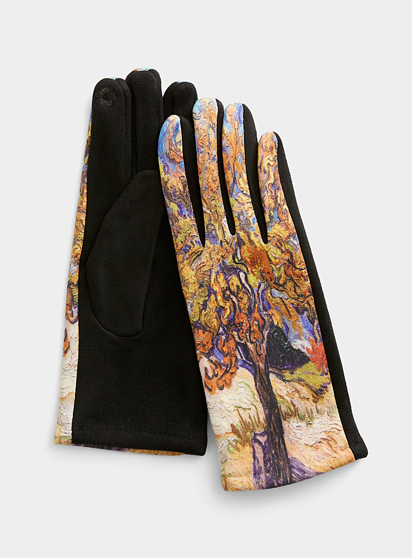 Simons Patterned Yellow Artwork gloves for women