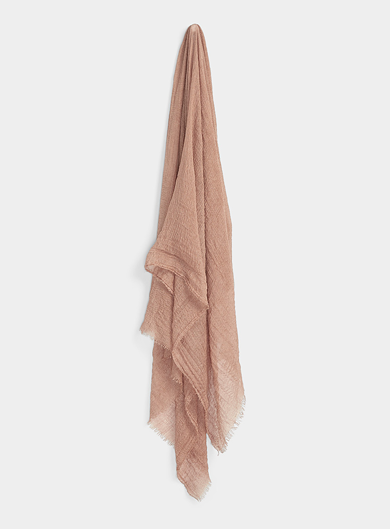 Simons Taupe Lightweight crinkled scarf for women