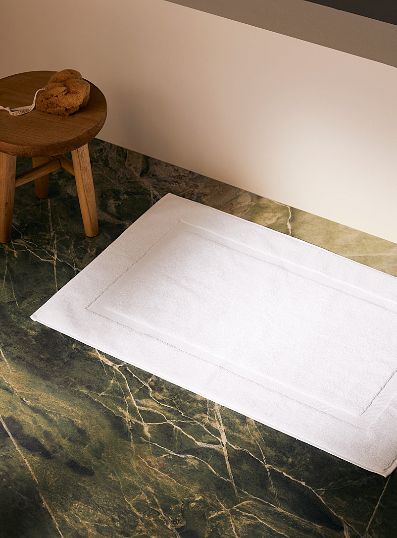 Simons Maison White Textured frame Turkish cotton bath mat 50 x 80 cm